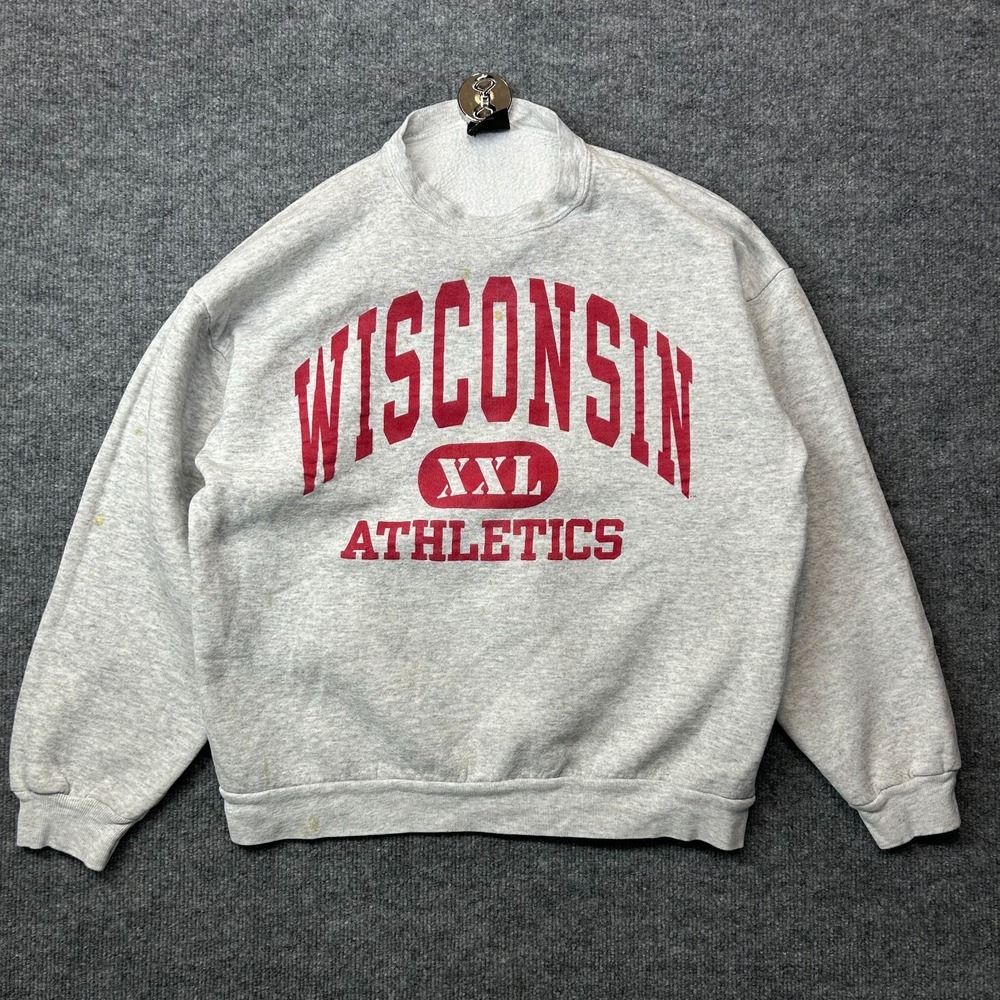 Vintage Wisconsin Athletics Champion TSI Sweatshirt Adult Gray Crewneck - Large